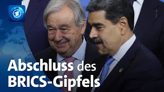 BRICSGipfel in Russland Guterres fordert Frieden in der Ukraine [upl. by Nipahc]