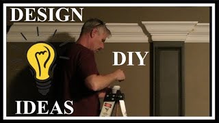 HOME DECOR THEATER ROOM DESIGN DIY PART 2 CROWN amp CHAIR RAIL MOLDING [upl. by Palestine667]