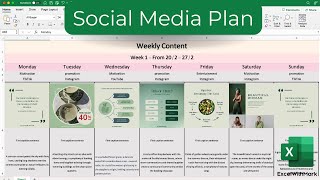 Social Media Plan Setup In Excel [upl. by Rothwell]