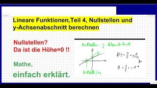 Lineare Funktionen Nullstellen und yAchsenabschnitt berechnen Teil4 [upl. by Chamberlain716]