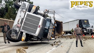 Major Semi Rollover Blocks Entire Freeway [upl. by Emmi409]