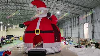 Christmas Santa Bounce House Fun In The Sun Inflatables Business Giant Bouncy Castle [upl. by Bohs]