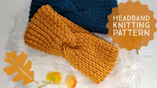 AUTUMN HEADBAND  knitting tutorial for beginners [upl. by Geoff391]