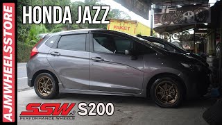 MODIFIKASI HONDA JAZZ VELG SSW S200  AJMHEELSSTORE [upl. by Hakaber]