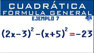 Ecuación cuadrática por fórmula general  Ejemplo 7 [upl. by Corine]