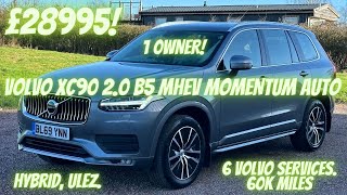 1 OWNER Volvo XC90 20 B5 MHEV Momentum Auto 4WD Euro 6 ss 60k miles 6 Volvo Services [upl. by Lichtenfeld594]