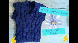 How to knit a vneck vest  Irish cable design Tutorial [upl. by Inafets]