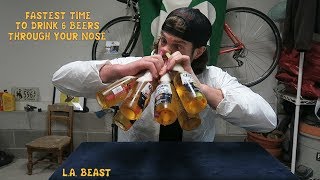 Fastest Time To Drink 6 Beers Through Your Nose  LA BEAST [upl. by Landahl320]