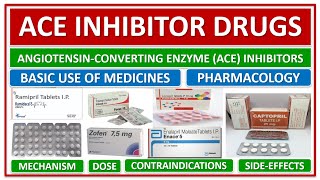 ACE INHIBITOR DRUGS ANGIOTENSINCONVERTING ENZYME INHIBITORS PHARMACOLOGY MECHANISM SIDE EFFECTS [upl. by Hayidan952]