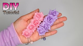 DIY  Tutorial bunga deret dari kain  Satin ribbon  How to make fabric flowers  Roses [upl. by Lesab]