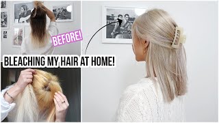 BLEACHING MY HAIR BROWN TO BLONDE using BOX DYE At Home 😱  Naomi Victoria [upl. by Kruger]