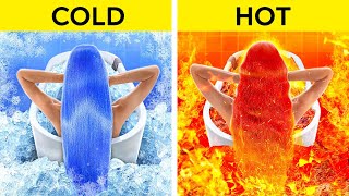 EXTREME HOT VS COLD CHALLENGE  Fire Girl vs Water Girl Were Adopted Parenting Hacks by 123 GO [upl. by Aitnic]