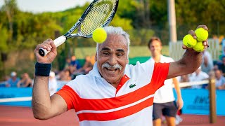 FUNNIEST Tennis Match EVER You Wont Stop Laughing 2 Mansour Bahrami Trick Shots [upl. by Enilatan668]