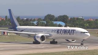 Kuwait Airways Boeing B777300ER fast Takeoff at Istanbul Atatürk Airport [upl. by Olrak]