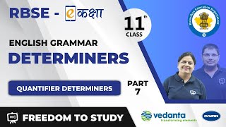 RBSE  Class  11th  English  Grammar  Determiners Quantifier Determiners  E  Kaksha [upl. by Sherurd646]