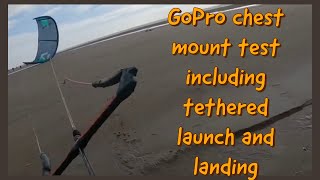 Kitesurf test Hero 10 amp V2 GoPro chest mount  Tethered launchlanding [upl. by Evante]