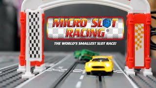 MICRO SLOT RACING  Worlds smallest slot car race  Green vs Yellow race 1 [upl. by Annaiviv]