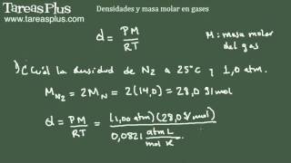 Aplicaciones de ecuación del gas ideal  Densidad y masa molar de gases [upl. by Gaynor417]