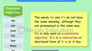 Possessive Adjectives  English Grammar  iken  ikenedu  ikenApp [upl. by Kalie]