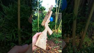 Bamboo gun combined with push springbamboo cup wood slingshot woodworking diy viralshort [upl. by Yesoj]