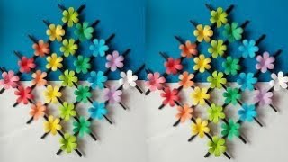 Beautiful paper flower wall hanging craft  easy and quick paper wall hanging ideas Home decor art [upl. by Onifur]