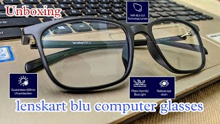 lenskart blu computer glasses Unboxing  zero power  blue light cut glass 499 lenskart computer [upl. by Hedelman775]