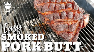 How to Smoke a Pork Shoulder on a Weber Kettle easy and simple recipe [upl. by Kenay]