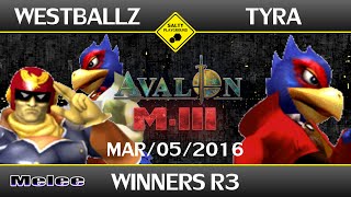 Avalon MIII  Tempo  Westballz Cpt Falcon Falco Vs Tyra Falco  SSBM Singles Winners R3 [upl. by Etteuqal]