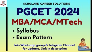 PGCET 2024 MBA MCA MTech  Syllabus  Exam Pattern  Study Tips  pgcet2024 pgcetmba pgcet [upl. by Artenehs300]