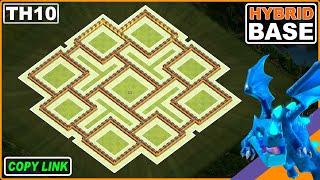 BEST TH10 Hybrid Base COPY LINK  COC Town Hall 10 TrophyWarFarming Base Design  Clash of Clans [upl. by Mada]