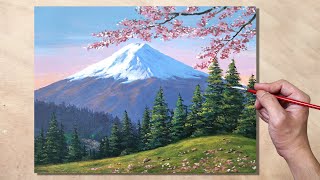 Acrylic Painting Mt Fuji Landscape [upl. by Enia224]