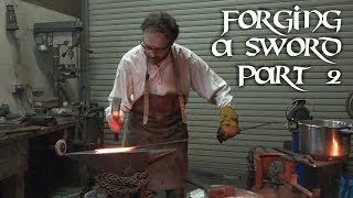 Forging a Sword  part two fuller bevels straightening [upl. by Atirehc]