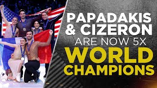 Papadakis amp Cizeron set record dance score at worlds Hubbell amp Donohue silver Chock amp Bates bronze [upl. by Maisie]