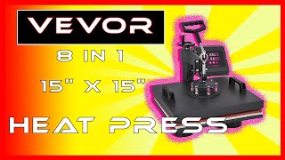 Vevor 8 in 1 Heat Press 15 x 15 Unboxing and Tour for Sublimation Heat Transfers T Shirt Press [upl. by Aek]