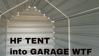 Harbor freight tools portable Garage into perminant Garage use the poles not the tent [upl. by Dinse731]