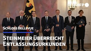 Steinmeier überreicht Entlassungsurkunden an FDPMinister  AFP [upl. by Kirred]