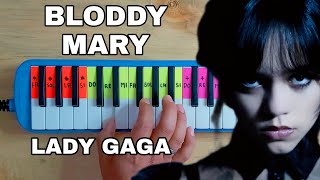 Cómo tocar Bloody Mary Wednesday Addams Lady Gaga  Tutorial en la MELÓDICA fácil sirve para PIANO [upl. by Vala]