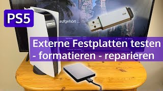 PS5 Externe Festplatte testen  formatieren  reparieren [upl. by Eurd]