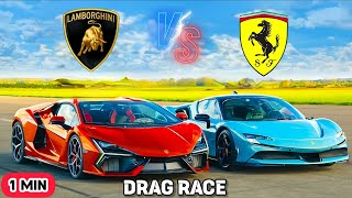 DRAG RACE Lamborghini revuelto vs ferrari sf90 stradale ft carwow [upl. by Ahsaeyt]