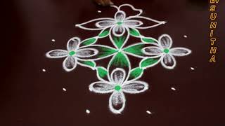 beautiful rangoli design  easy kolam  rangavalli muggulu by sunitha [upl. by Tatiana131]