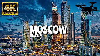 Moscow Russia In 4K By Drone  Amazing View Of Moscow Russia [upl. by Lesiram]