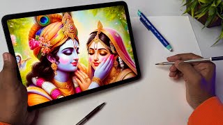 Radha Krishna playing Holi Drawing Radha Krishna Drawing Outline Tutorial 😍 [upl. by Wes916]