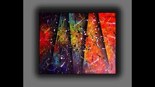 Colorful Abstract Painting  Fun With Acrylics  Creating Textured Surface With Random Tools [upl. by Stevens]