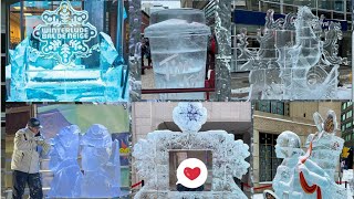 Winterlude 2023 Ice sculpture national championship Sparks street Ottawa  live demo of Ice carving [upl. by Enaile]