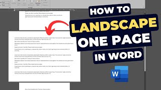 How to Landscape One Page in Word [upl. by Culver]