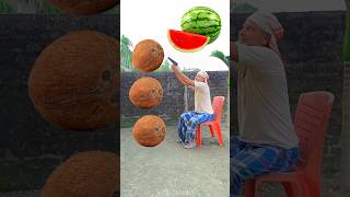 Rounding coconuts to Grapes Mango lichi amp Watermelon  Fruits names magic video [upl. by Aihsetan]