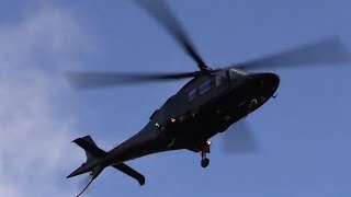 Helicopters at Barton 220324 Highspeed Police takeoff and AgustaWestland AW109 helicopter flying [upl. by Yahsan]