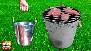 Cómo hacer una Barbacoa Portátil en un Cubo  Bucket BBQ [upl. by Louie]