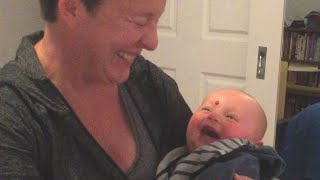 Baby Laughs at Mom Putting Pacifier in Mouth [upl. by Kovacs]