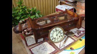 Vintage Wooden Case Wall Clock amp GERMAN LENZKIRCH Movement See Video [upl. by Atterrol]